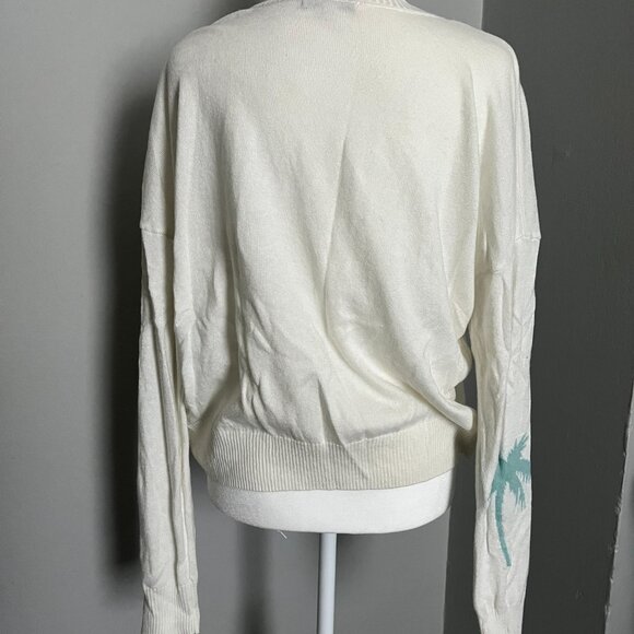 Larisa Palm Tree Sweater by ZSupply - White - Size M Resortwear - Picture 4 of 5